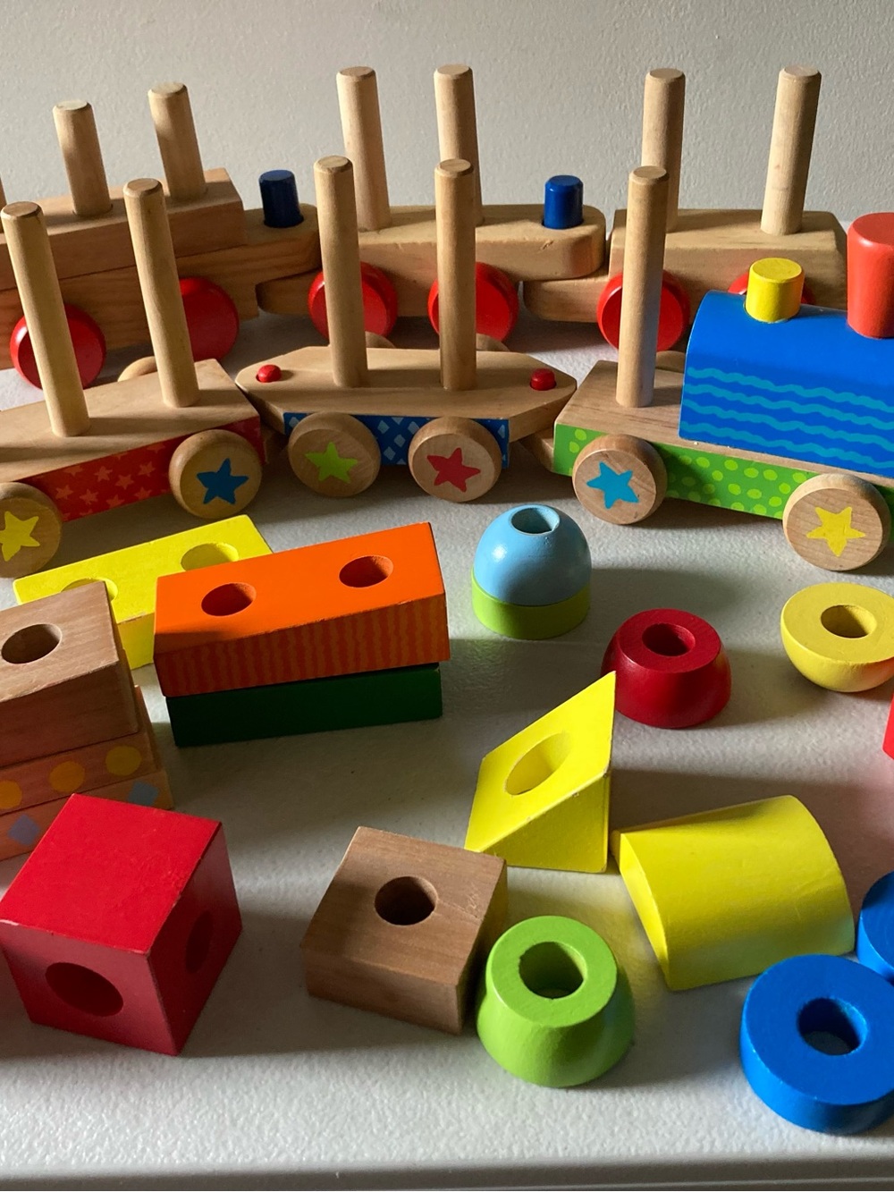 Melissa & Doug Wooden Stacking Train Toy Lot Multicolor, Ages 2+